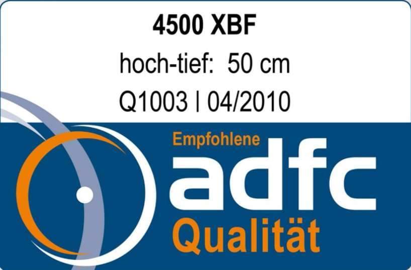entspricht den Anforderungen an Sicherheit und   Gebrauchstauglichkeit der technischen Richtlinie TR 6102   des ADFC (allg. deutscher Fahrrad-Club)